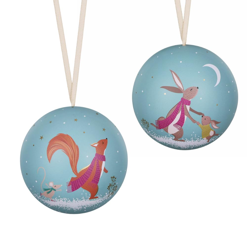 Fox and Mouse | Fillable Tinware Christmas Bauble | Sara Miller| 7cm Wide