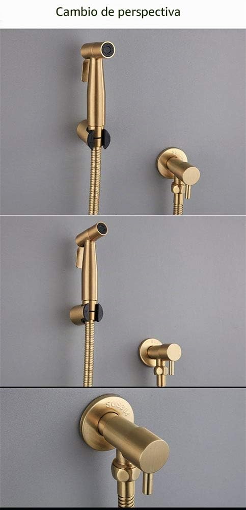 [LOSCHEN] Pulverizador de Bidé Para Inodoro, Pulverizador de Mano de Acero Inoxidable Para WC, Grifos de Bidé Shattaf Pulverizador (Dorado)