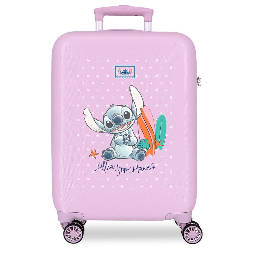 Disney Joumma Stitch from Hawaii Purple Cabin Suitcase 38x55x20 cm Rigid ABS Side Combination Lock 35L 2.5kg 4 Double Wheels Hand Luggage