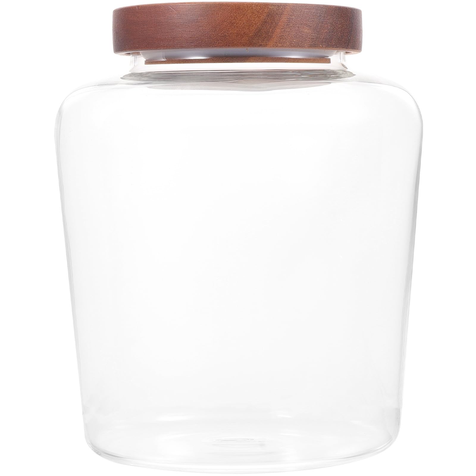 Contenitore di Vetro Borosilicato 2,5l Coperchio in Legno Ermetico, Barattolo Multifunzione per Tè e Alimenti Domestici, Contenitore Trasparente per Conservazione e Stoccaggio