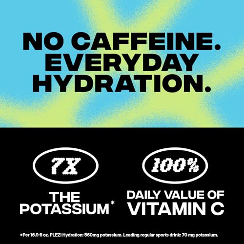 PLEZi Hydration Drink LEMON LIME SPLASH - Electrolyte Drinks Made with Real Juice, 2X Electrolytes vs the Leading Sports Drink, 560mg Potassium - No Added Sugar Sports Hydration - 16.9 fl oz, 12 Pack - Thumbnail 7