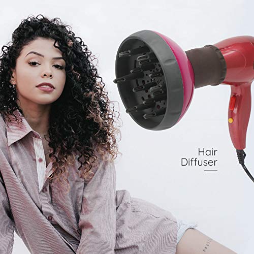 Image of Segbeauty Hair Diffuser Adjustable Air Flow, Professional Deep Bowl Diffuser Attachment for Wavy Natural Thick Curly, Salon Frizz-free Fast Blow Dry Diffuser Attachment with 1.57-1.97in Nozzle (Red)