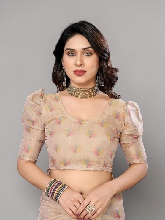 Image of Lilan Cotton Saree with White Daisy Floral Prints Tassel Pallu Lightweight Summer Saree