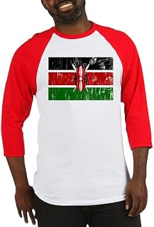 CafePress Vintage Kenya Baseball Jersey Cotton Baseball Jersey, 3/4 Raglan Sleeve Shirt Red/White