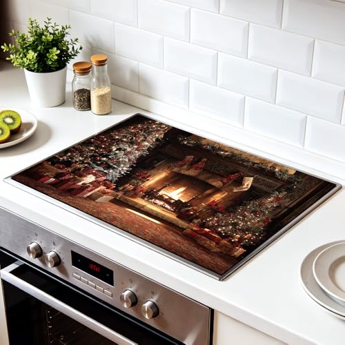 Image of Christmas Tree Fireplace Gift Scene Stove Cover 28.35x20.47in