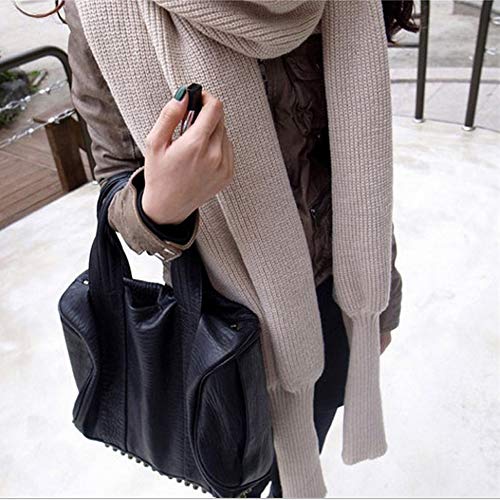 Autumn Winter Warm Knitted Crochet Scarf Wrap Shawl Cape with Sleeves Blanket for Women Fashion4