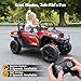 FUNTOK 24V 2 Seater Ride On UTV Toys for Big Kids, 4WD XL Ride-on Dump Truck w/Remote Control, 4x200W Motors, Motorized Dump Bed, Soft Start, 5 MPH, Lights, Bluetooth, Drivable Cars for Kids (Red)