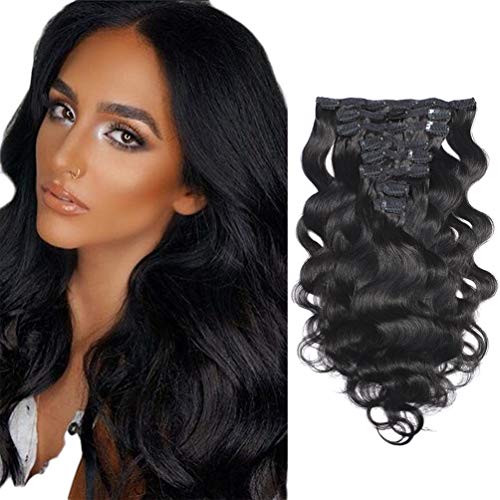 Clip in Hair Extensions Brazilian Body Wave 100% Unprocessed Human Human Hair Cheap 8 Pieces/Lot 125g with 18 Clips (22")