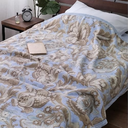 椿オイル加工 ふんわり綿毛布 シングルサイズ 約140×200cm ブルー CNM-300-BL