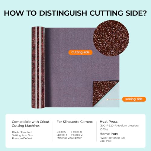 Image of HTVRONT Maroon Glitter HTV Heat Transfer Vinyl - 12 inch x 10ft Maroon Glitter Iron on Vinyl for Shirts, Glitter HTV Vinyl Rolls for Heat Transfer Design