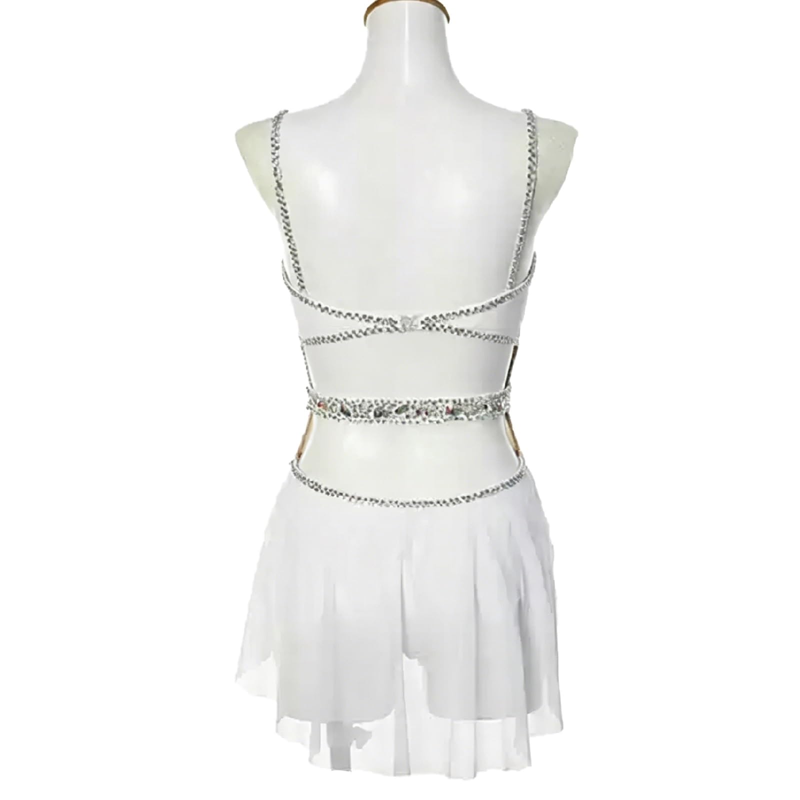 Vestidos De Baile Lírico For Niñas Con Vestido De Diamantes De Imitación Sin Espalda Trajes De Danza Contemporánea Falda Fluida