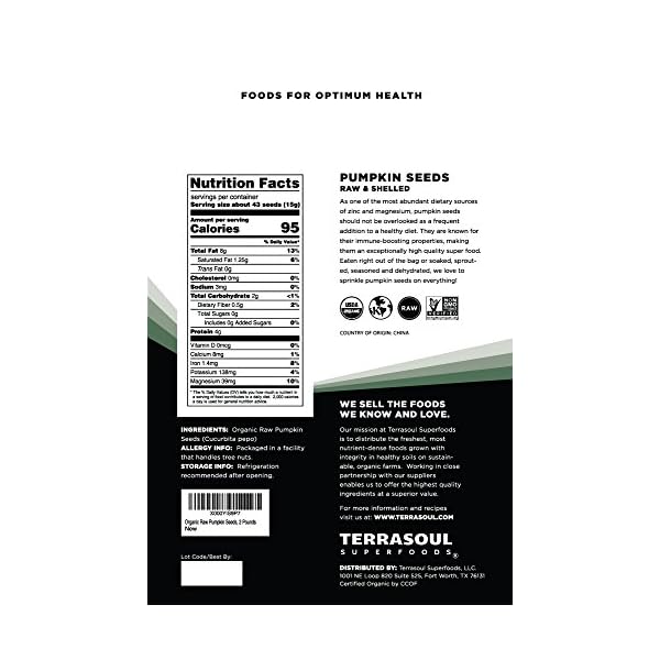 Terrasoul-Superfoods-Organic-Pumpkin-Seeds-2-Lbs-Premium-Quality-Fresh-Raw-Unsalted Terrasoul Superfoods Organic Pumpkin Seeds, 2 Lbs - Premium Quality, Shelled, Raw, Unsalted