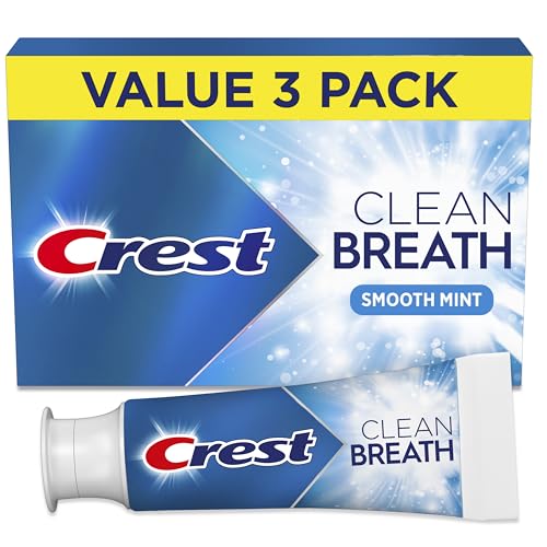 Crest Toothpaste Clean Breath Smooth Mint 3.3oz Pack of 3 – Neutralizes Bad Breath, Antibacterial...