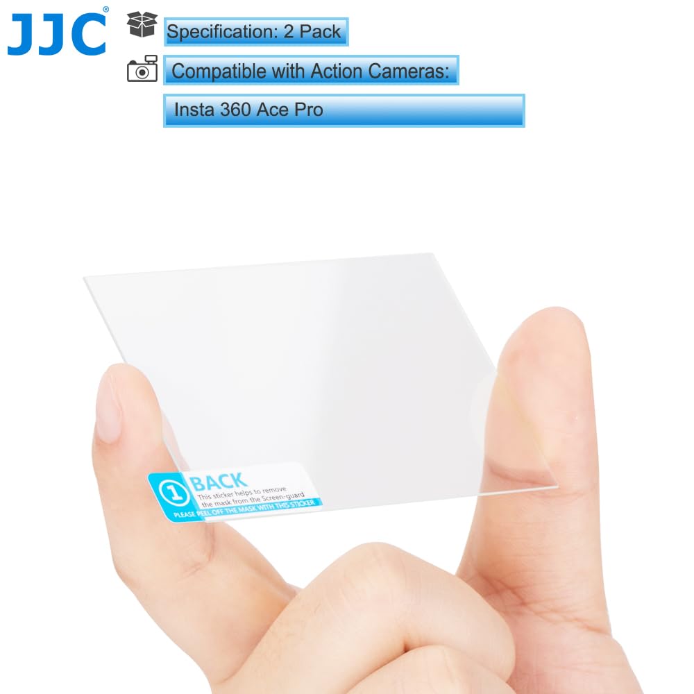 JJC Ochraniacz ekranu ze szkła hartowanego do kamery Insta 360 Ace Pro Action Camera, ultracienki HD, wysoka twardość, nietłukący się, zapobiegający powstawaniu pęcherzyków powietrza do obiektywu i