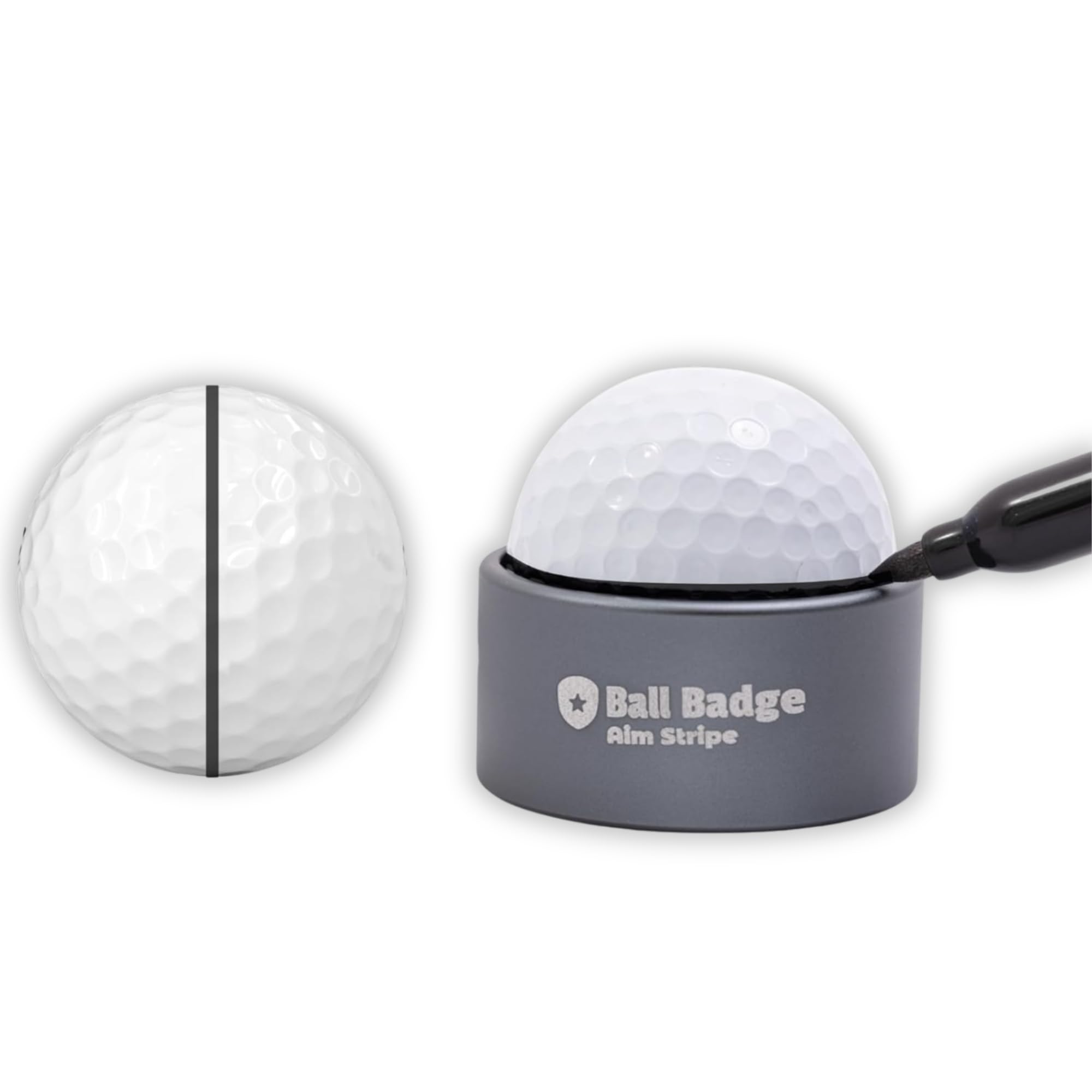 Ball Badge Aim Stripe - 360 Degree Golf Ball Line Marker Kit with Golf Bag Attachment for Perfect Alignment and Precision Putting