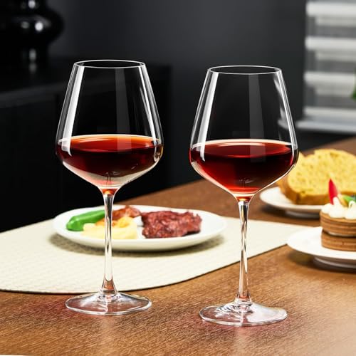 Image of PARACITY Wine Glasses, christmas gift, Clear Glass, Long Stem Wine Glass for Red and White Wine - 10 OZ (Set of 2) (2, 20, Fluid Ounces)