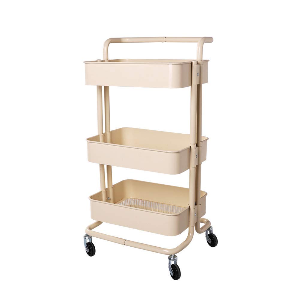 Carrelli Mobili, Casalinghi Serving Cart Altezza Regolabile Bagagli a Mano Camion, Carrello per il Salone Di Bellezza Camera/Cachi/45 * 35 * 87Cm