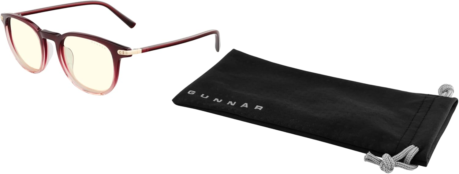 GUNNAR Womens Computer Glasses - Sofia Garnet Fade Crystal Clear Lens - Blue Light Blocking Anti Glare
