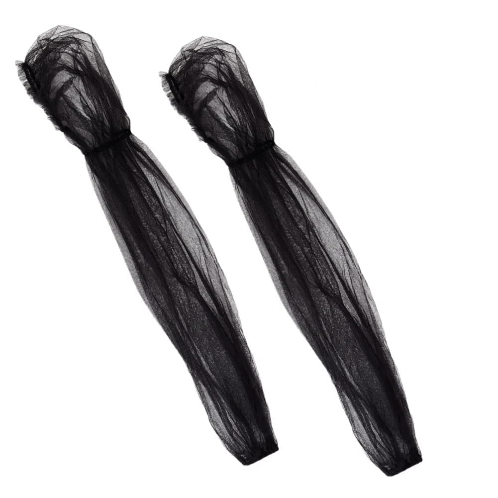 Mangas desmontables de organza guantes de malla sin dedos tul transparente 8