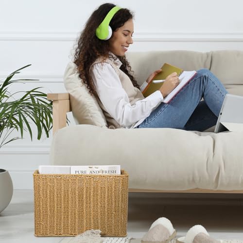 Zeitschriftenhalter Aus Korbgeflecht Zeitschriftenkorb Aus Zeitungsständer Aus Rattan Schmaler Weidenkorb Zeitungsaufbewahrungsbehälter Organizer Für Zuhause Büro