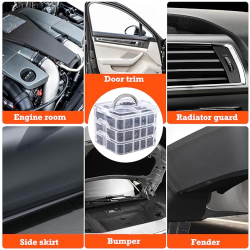 Image of Car Retainer Clips & Fasteners Kit - 16 Universal Sizes Nylon Bumper, Fender Rivets, Door Panel Clips, and Plastic Rivets with 10 Cable Ties and Removal Tool for Toyota, Ford (635pcs)