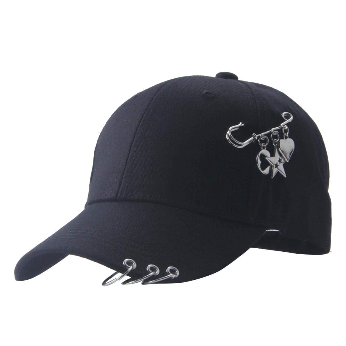 Amoyer Boys Style 1 Baseball Cap K-Pop Outdoor Iron Ring Baseball Hat Casual Adjustable Dad Hat Hip Hop Hat