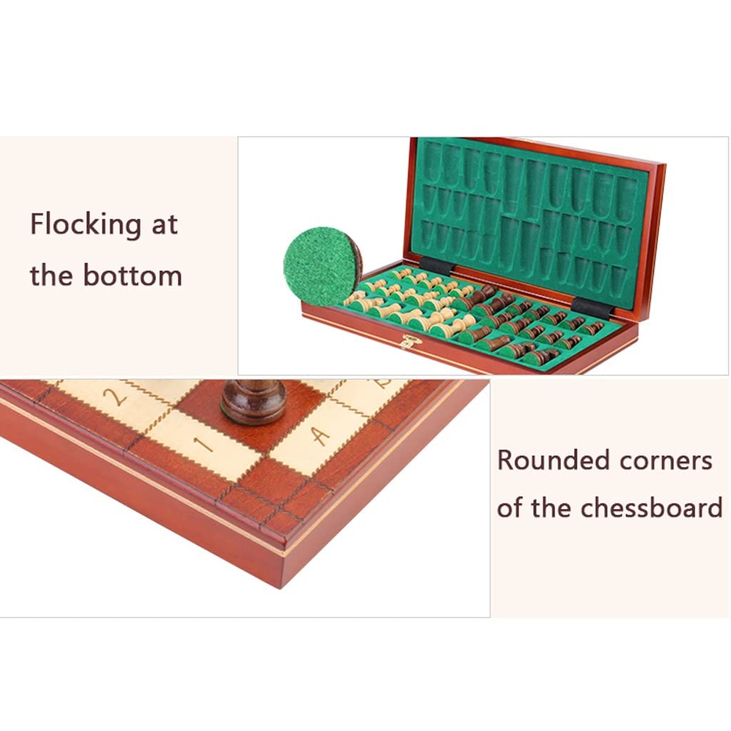 ZAW Schach Magnetische Schach Set Hochwertiges, hölzernes Schachbrett mit faltender Metallschloss Aufbewahrungsbox, Familienklassiker Schachspiel Geschenk Chess (Color : Weighted Pieces)