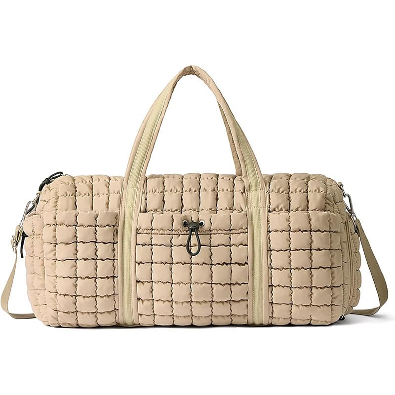 Women's quilted travel storage bag with shoe compartment; fitness bag with wrinkled design; yoga bag (Black)2