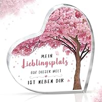 Jahrestag Geschenk für Sie, Geschenk für Freundin - Briefbeschwerer aus Acryl in Herzform, Geburtstagsgeschenk Valentinstag Jubiläumsgeschenk für Frauen, Geschenke für Sie Ehefrau