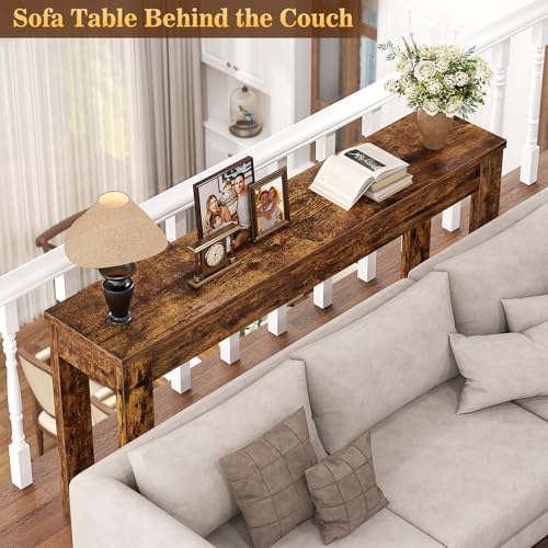 Image of Armocity Console Table, 47 inch Farmhouse Wood Entryway Table, Sofa Tables Narrow Long Behind Couch, Entry Table for Entrance, Hallway, Living Room, Rustic Brown