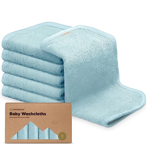 Image of 6-Pack Baby Washcloths - Soft Viscose Derived from Bamboo Washcloth, Baby Wash Cloths, Baby Wash Cloth for Newborn, Kids, Bath Baby Towels, Face Towel, Face Cloths for Washing Face(Sky)