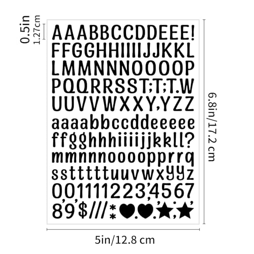 Image of 12 Sheets Letter Stickers 1860 Alphabet Number Stickers 0.5in Vinyl Self-Adhesive Number Alphabet Stickers, Mailbox Numbers Labels DIY Crafts Art Making, Decals for Water Bottles(Black)