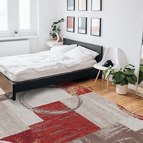 Orange And Grey Area Rug For Bed Room, 3' X 5' Indoor Accent Rugs Non-Skid Kitchen Runner, Orange Abstract Art Smear Country Geo Bathroom Rugs Modern Floor Mats Washable Throw Carpet For Living Room #TOP4