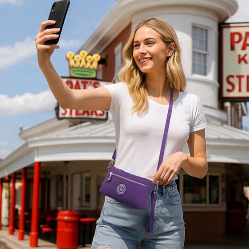 Image of Small Wristlet Wallets for Women Nylon RFID Cross body bag | Cell Phone Purse with Built-In Card Slots for Daily Outings