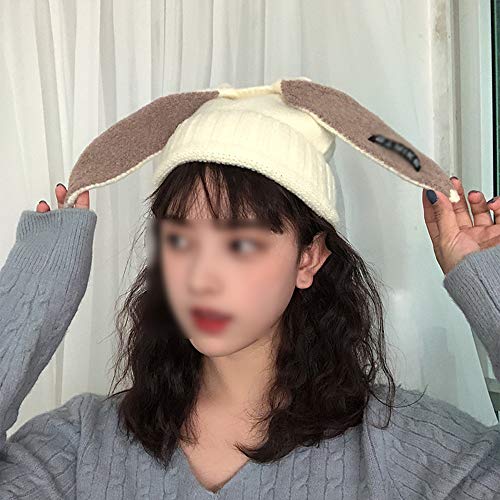 Chapeau laine tricotée isolant contre le vent froid, bonnet oreille lapin pour un hiver doux