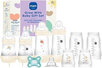 MAM Grow with Baby 15-Piece Gift Set, Newborn 0-4 Months, Anti-Colic Bottles and Silicone Nipples SkinSoft, Newborn Essentials Must Haves, Unisex
