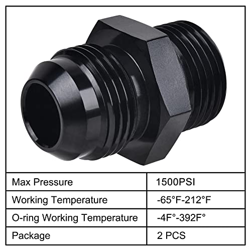 Image of EVIL ENERGY AN12 12AN Flare to 12AN ORB Male O-ring Boss Fuel Pump Rail Adapter Fitting Aluminum Black Pack of 2