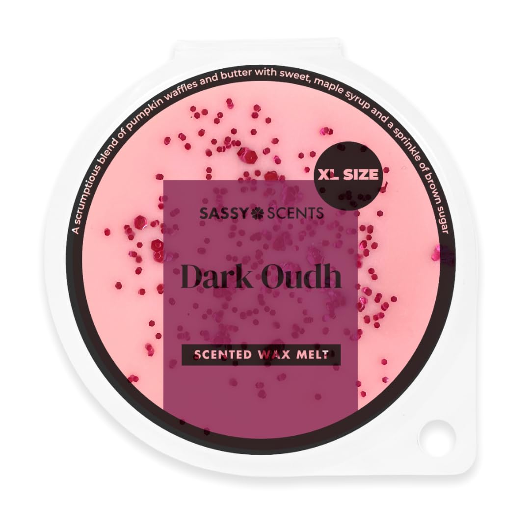 Sassy Scents Dark Oudh Wax Melts | Up to 90 Hours Burn Time | Odour Eliminating | Low-Paraffin Soy-Mineral Blend | Vegan-Friendly | Cruelty-Free | Reduced Soot | Strong Scent Throw | 50g