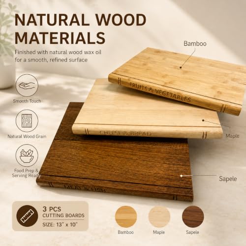 Set de Tablas de Cortar con Soporte de Nogal, 3 Pzas miniatura 4