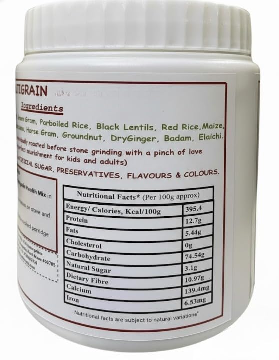 Organic 17 Multigrain Health Mix Flour for Kids & Adults In Food-Grade Container 400 gms (+6 months)
