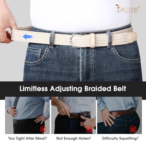 JASGOOD Elastic Braided Stretch Belt Women Golf Casual Fabric Woven Belt 1 3/8" Adjustable Work4