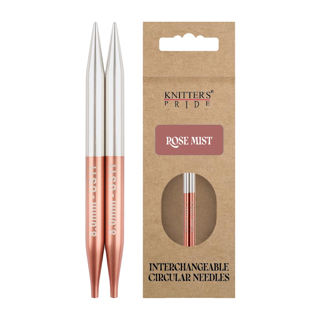 Knitter's Pride Silver Rosemist Interchangeable Needle Tip 13 Cm 8 Mm And Pink - 1 Piece
