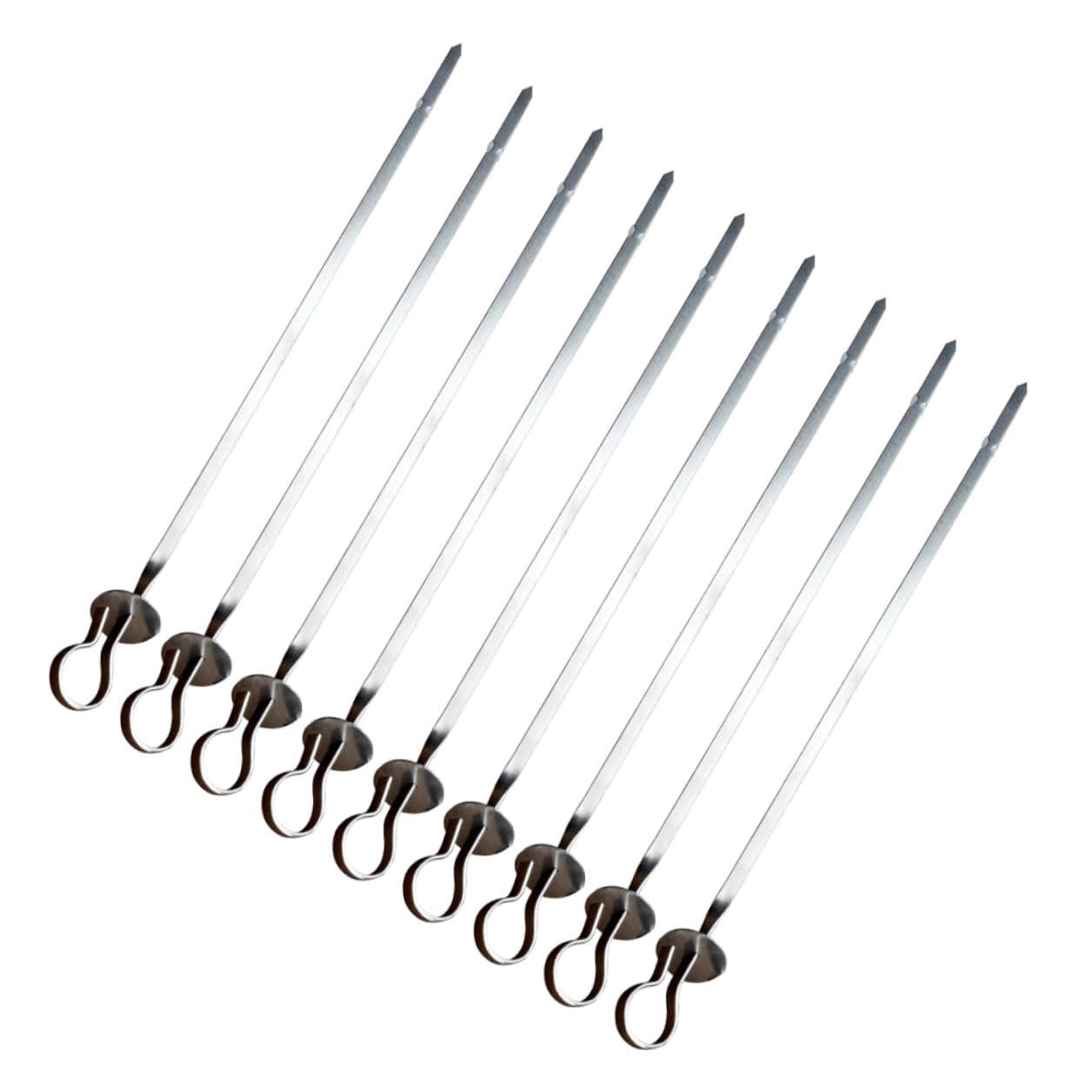 Spiedini da Barbecue 20 Pezzi Acciaio Inox Piatti Anello | Design Piatto, Mantiene Cibo Fermo Durante la Cottura, Facili da Usare, Colore Argento, Set da 20 Pezzi
