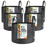Smart Pot Soft-Sided Fabric Garden Plant Container Aeration Planter Pots, 20 gallon with Strap Handles, Black, 5 Pack