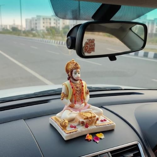 Image of Blessing Hanuman Idol - Multicolor Sitting Bajrangbali Murti with Gada for Home Temple Decor | Lord Hanuman Ji Statue for Strength, Protection & Devotion | Puja Showpiece Gift (10.5 Cm Hanuman ji)