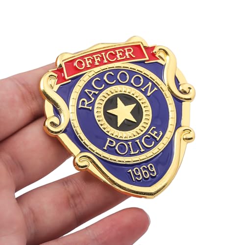 Image of Raccoon Police Metal Badge Pin Costume Merch for Resident Leon Cosplay - Halloween Costume Party Prop Accessories Women Men Jewelry Gift