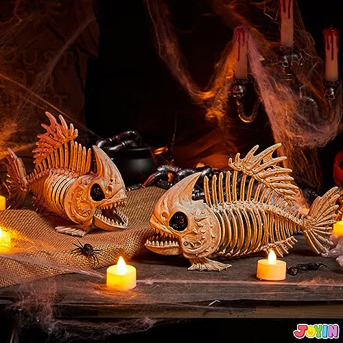 Image of JOYIN 2 PCS 9.5 Halloween Posable Fish Skeleton Decor, Animal Plastic Bones with Posable Joints for Indoor Outdoor Halloween Decorations Party Props, Yard Patio Lawn Garden Props Decor