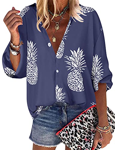 トップス Arts&Science Small Button Blouse Womens Tops Short Sleeve V Neck Button Down Shirts Business