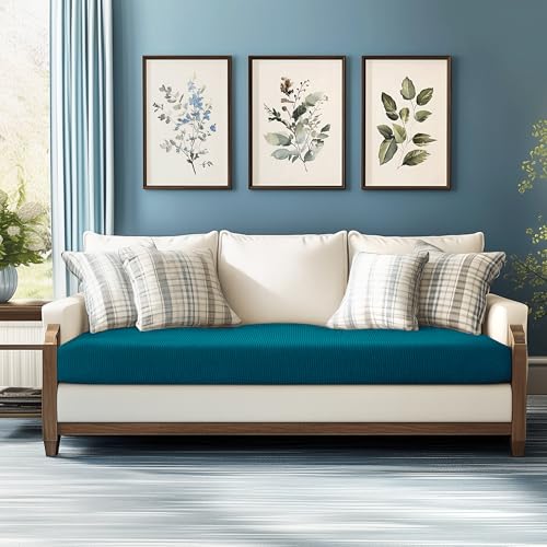 Image of Chunyi Jacquard Polyester Spandex Cushion Slipcover (Sofa Cushion, Blue)