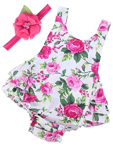 Image of PrinceSasa Baby Girl's Floral Print Ruffles Romper Summer Clothes